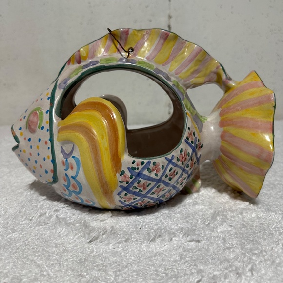 RARE VTG MACKENZIE CHILDS FISH PLANTER/CENTERPIECE BOWL~12" LONG~ AURORA NY~GCON - Picture 3 of 10